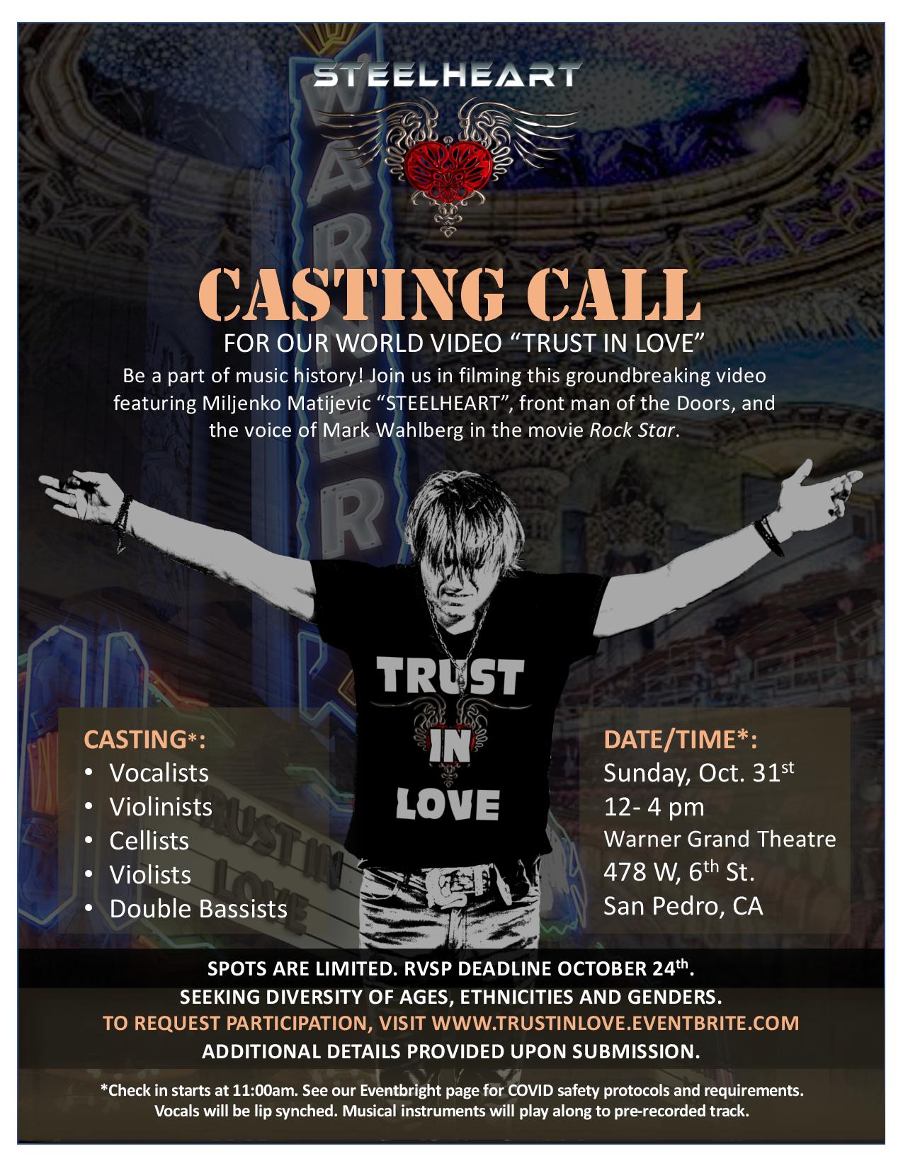 Image of flyer for Trust in Love casting call